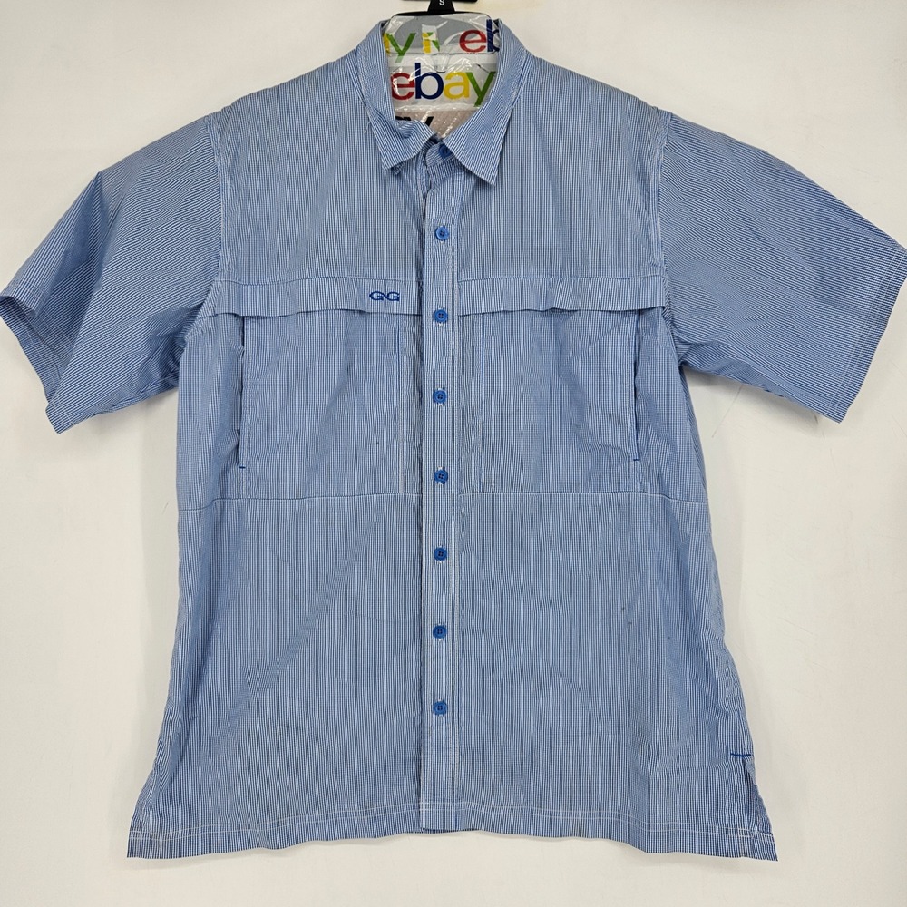 GameGuard Shirt Mens‎ Large Short Sleeve Blue Gingham Button Up Vented
